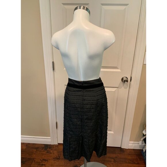 Nanette Lepore Black Knubby Body Pencil Skirt w/ Velvet Trim, Size 6 - Picture 5 of 7
